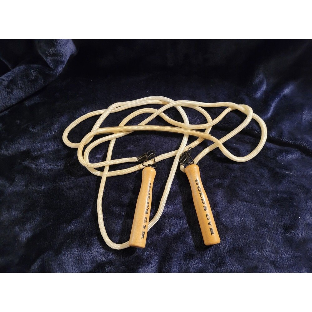 Gold's Gym Nylon Jump Rope with Natural Wood Handles 9 Ft Classic Fitness